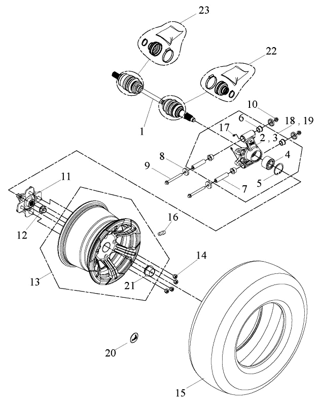 Bild von Triton Defcon 700 HINTERRÄDER / ANTRIEBSWELLE / NABE