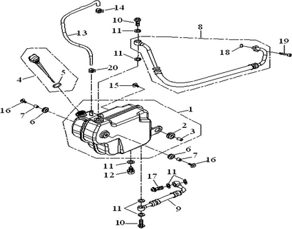 Bild von Triton Reactor 450 08-09 SP121 / Öltank / Ölmeßstab / Ölleitung