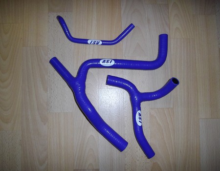 Bild von Kawasaki KX 450F Y-Silikon Kühlerschläuche Blau 09-11